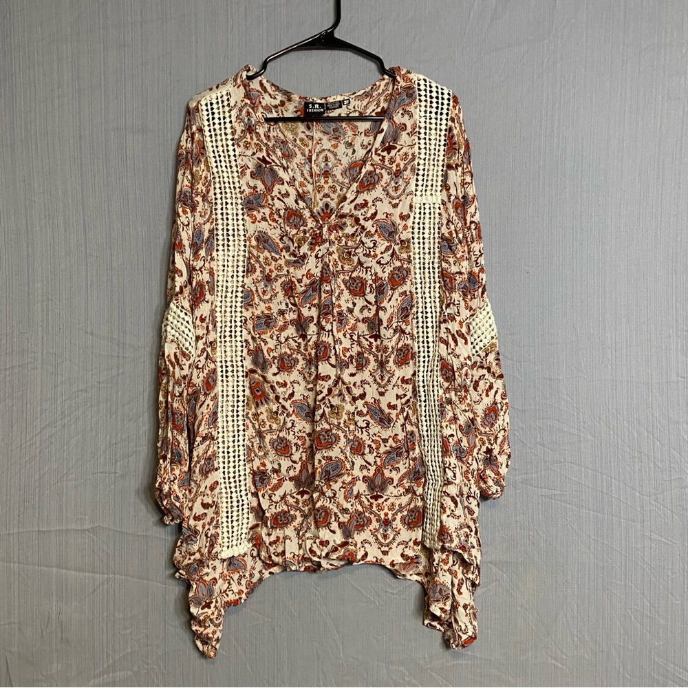Boho Floral Crochet Women's Blouse